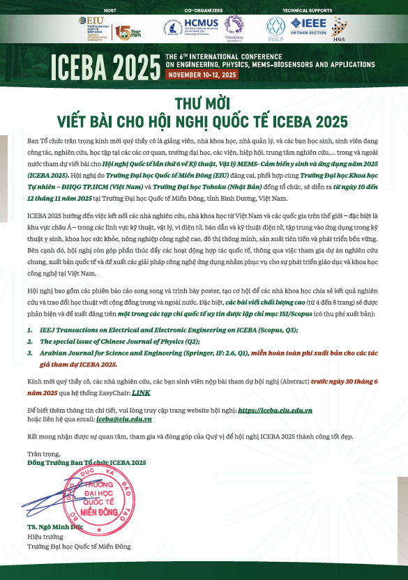 Thư mời viết bài hội nghị quốc tế ICEBA 2025