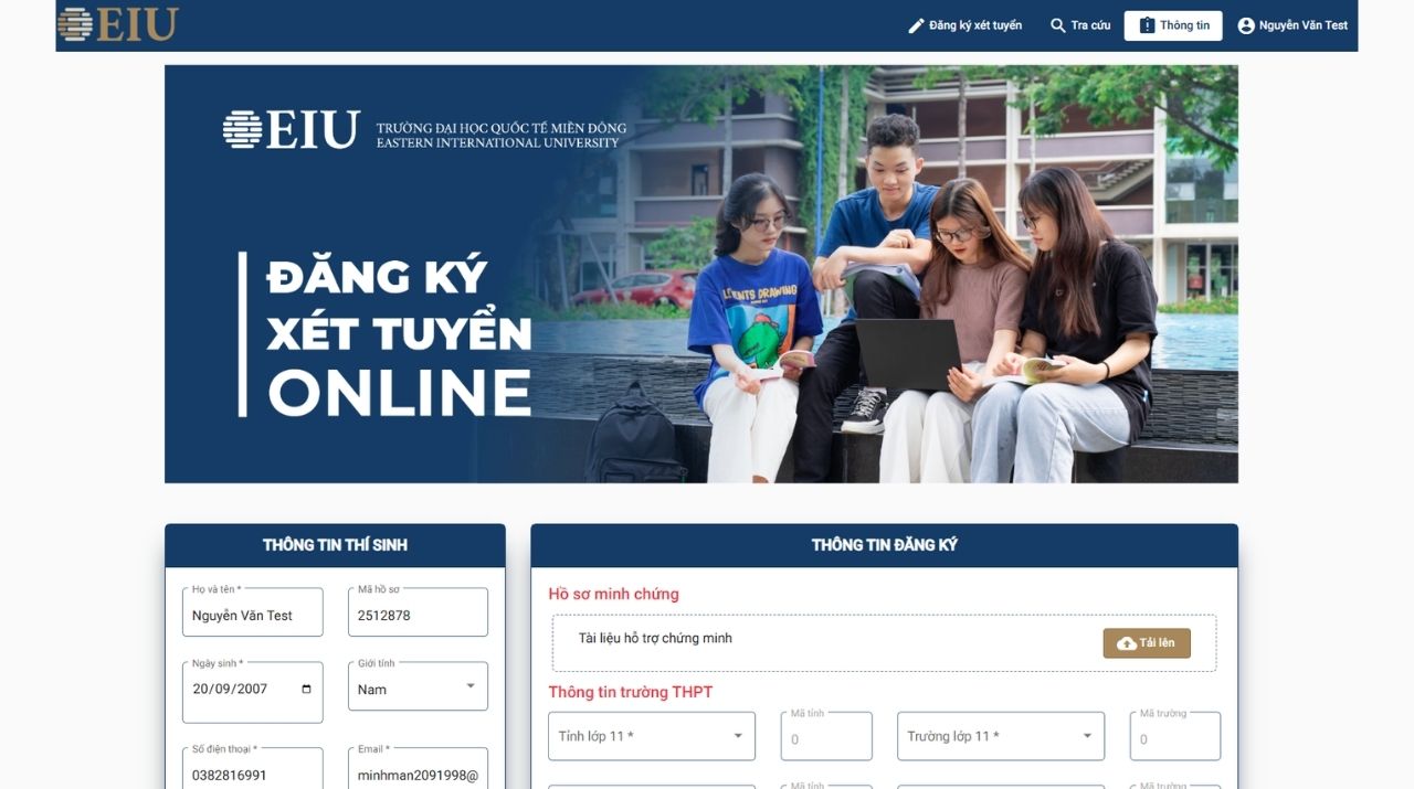 Hướng dẫn cập nhật tài khoản tư vấn tuyển sinh online